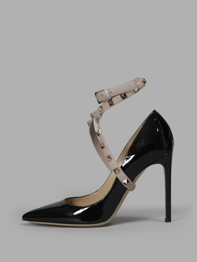 Shop Valentino Woman's Black And Pink Rockstuds Paint Hells