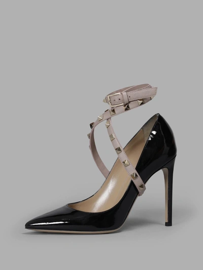 Shop Valentino Woman's Black And Pink Rockstuds Paint Hells