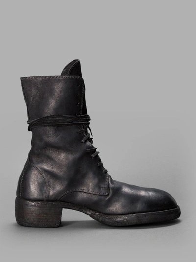 Shop Guidi Black Leather Boots With Laces