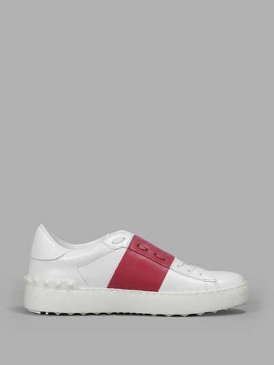 Shop Valentino Woman's Open Sneakers With Stripe In Patent Leather In White