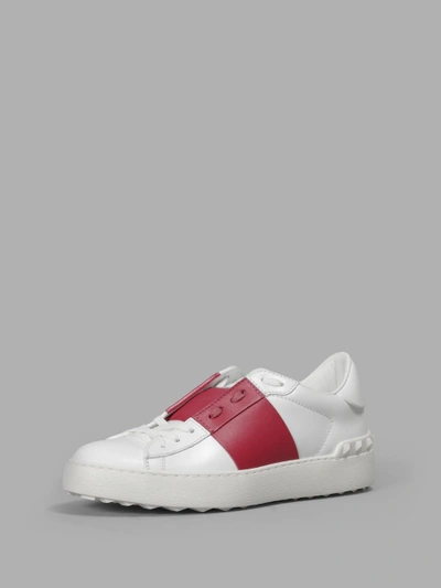 Shop Valentino Woman's Open Sneakers With Stripe In Patent Leather In White