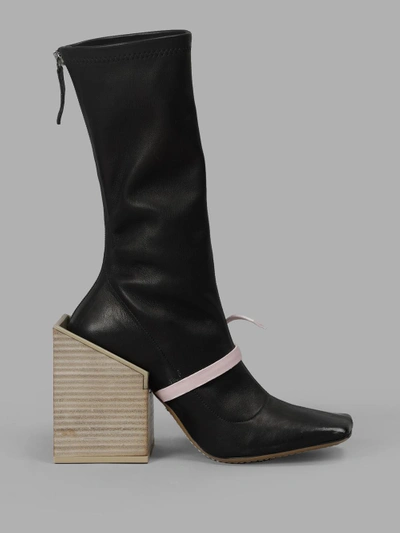 Shop Jacquemus Women's Black Boots With Pink Laces Les Bottes Espagne