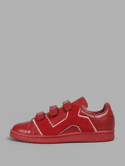 Shop Raf Simons Women's Red Stan Smith Sneakers With Embroidery