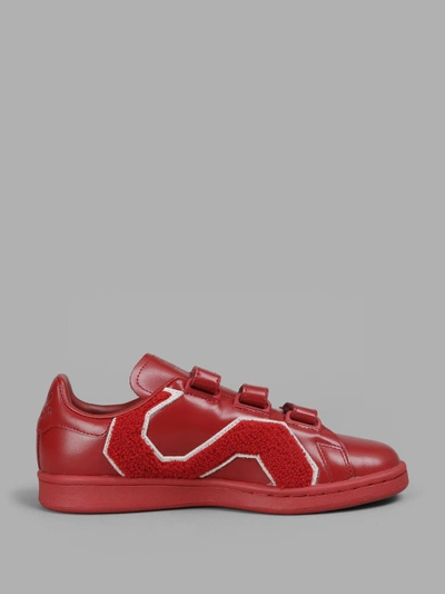 Shop Raf Simons Women's Red Stan Smith Sneakers With Embroidery