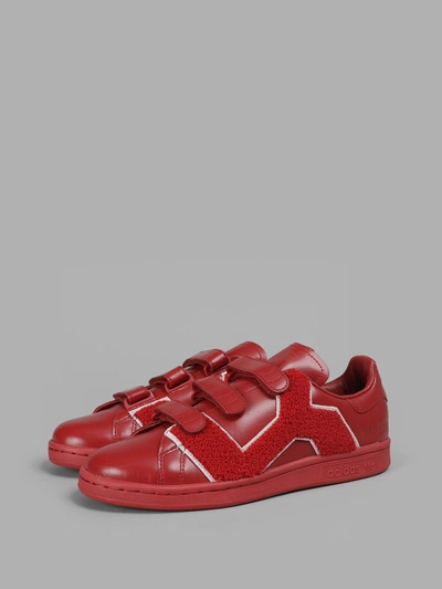 Shop Raf Simons Women's Red Stan Smith Sneakers With Embroidery