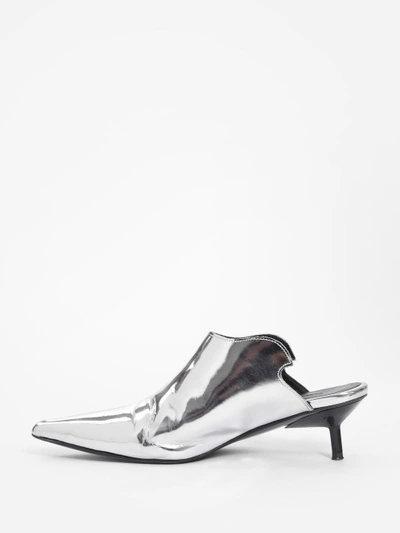 Shop Marques' Almeida Marques Almeida Women's Silver Pointy Kitten Mules