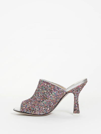 Shop Attico Women's Multicolor Glitter Open Toe Mules