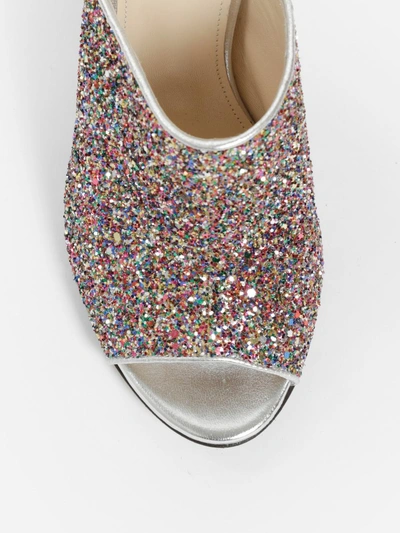 Shop Attico Women's Multicolor Glitter Open Toe Mules