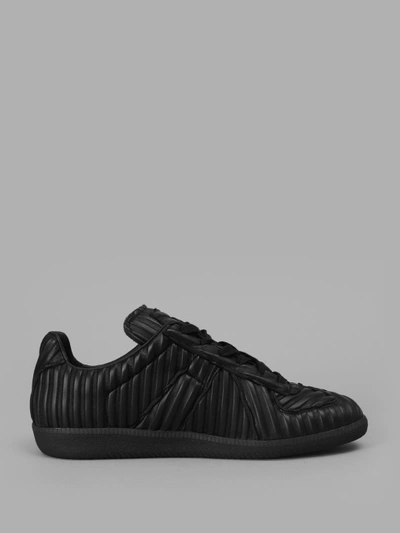 Shop Maison Margiela Men's Black Sheepskin Replica Sneakers