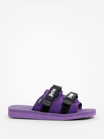 Shop Palm Angels Men's Purple Suicoke Slides In Runway Piece