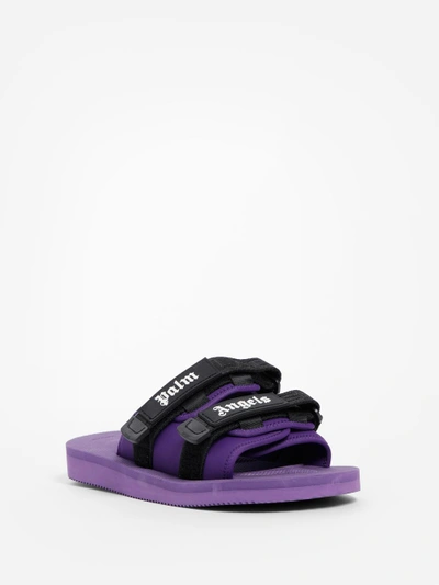 Shop Palm Angels Men's Purple Suicoke Slides In Runway Piece