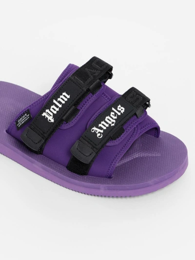 Shop Palm Angels Men's Purple Suicoke Slides In Runway Piece