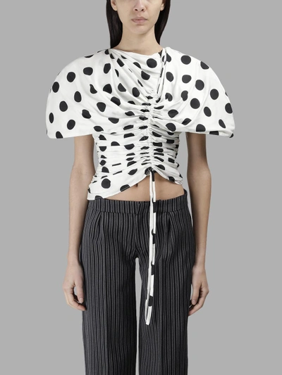 Shop Jacquemus Women's Le Vallauris Fronce Black/white Dots Shirt