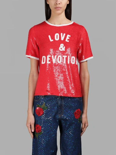 Shop Ashish Red Love&devotion Sequin Top
