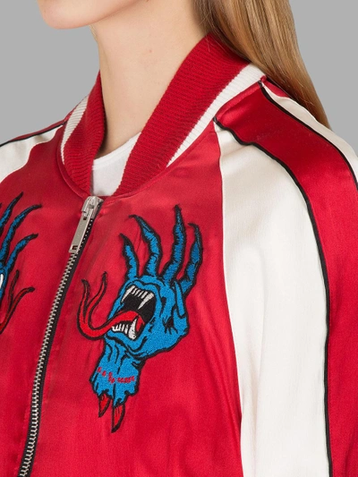 Shop Ben Taverniti Unravel Project Red/white Bomber Jacket