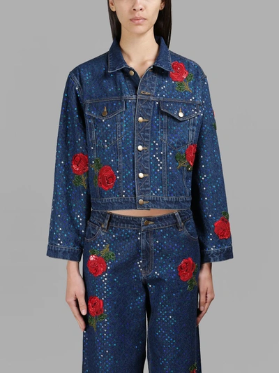 Shop Ashish Blue Roses Denim Jacket