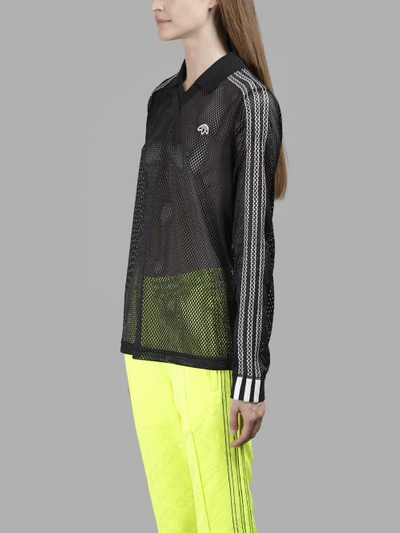 Shop Adidas Originals By Alexander Wang Adidas By Alexander Wang Women's Black Mesh Polo Shirt In In Collaboration With Alexander Wang
