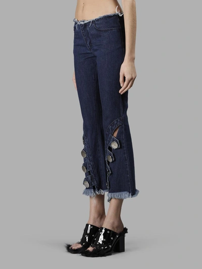 Shop Marques' Almeida Marques Almeida Women's Blue Denim Buttoned Front Slit Jeans