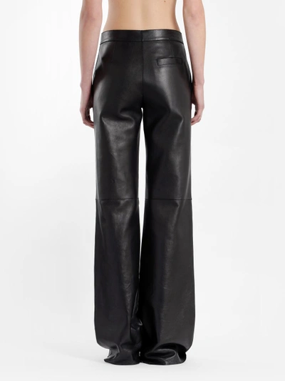 Shop Off-white Off White C/o Virgil Abloh Women's Black Leather Wide Leg Pants In Runway Piece