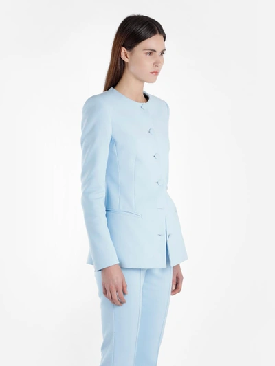 Shop Off-white Off White C/o Virgil Abloh Women's Light Blue Round Neck Blazer In Runway Piece