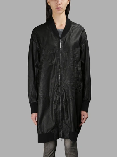 Shop Isaac Sellam Black Leather Bomber Jacket