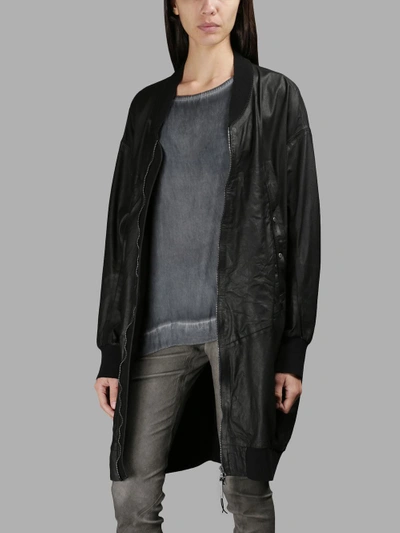 Shop Isaac Sellam Black Leather Bomber Jacket