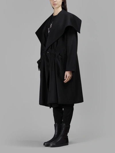 Shop Yohji Yamamoto Women's Double Belt Gathered Coat In Black