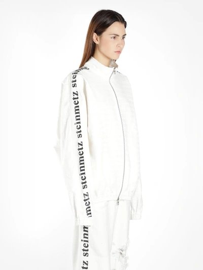 Shop Faustine Steinmetz Women's Off White Logo Track Sweater In Runway Piece