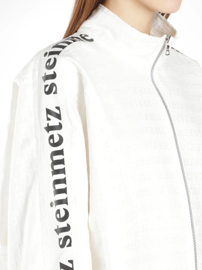 Shop Faustine Steinmetz Women's Off White Logo Track Sweater In Runway Piece