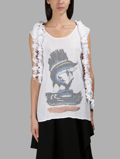 Shop Jw Anderson White Printed Top With Ruffle Details