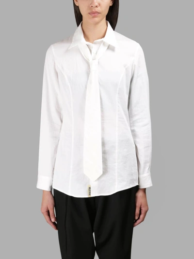 Shop Yohji Yamamoto White Tie Shirt