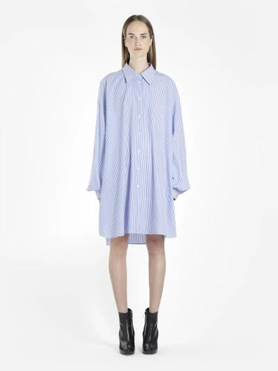 Shop Maison Margiela Women's Blue Oversize Poplin Shirt