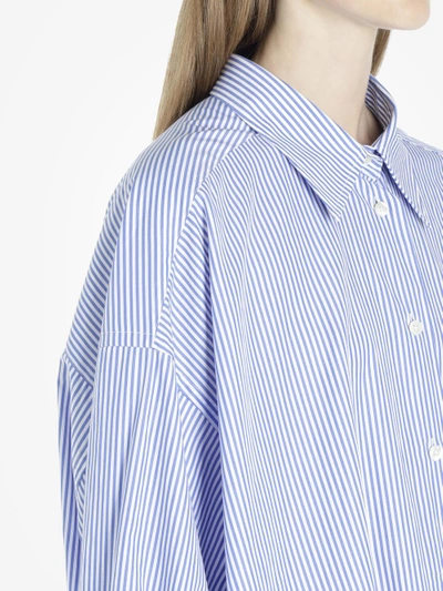 Shop Maison Margiela Women's Blue Oversize Poplin Shirt