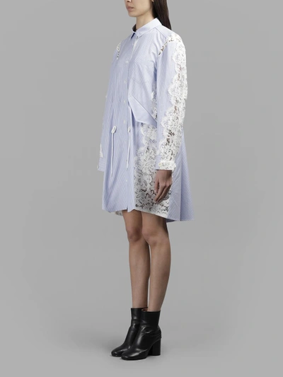 Shop Sacai Women's Lace Dress In White And Blue