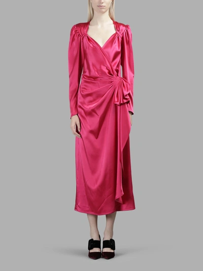Shop Attico Women's Pink Long Satin Wrap Dress