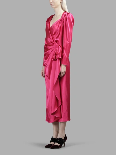 Shop Attico Women's Pink Long Satin Wrap Dress