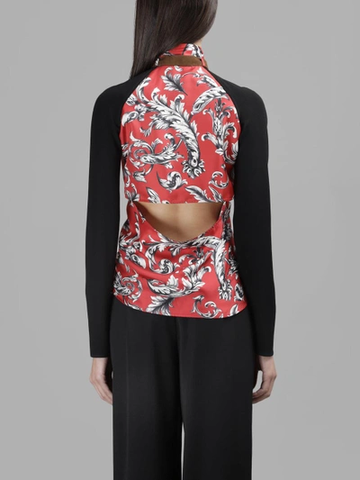Shop Jw Anderson Women's Red Printed Blouse With Black Sleeves