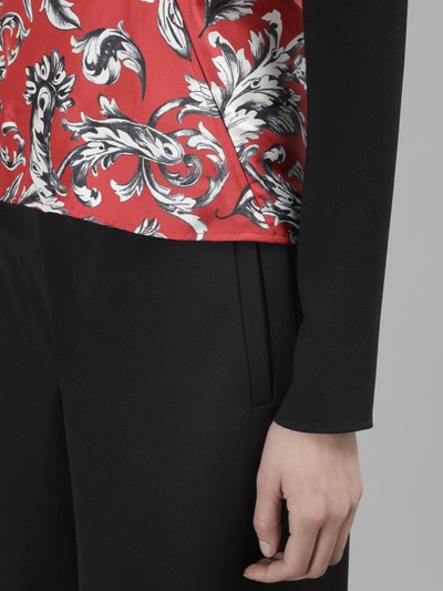 Shop Jw Anderson Women's Red Printed Blouse With Black Sleeves