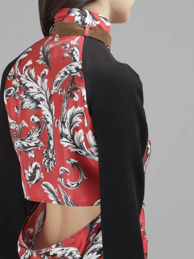 Shop Jw Anderson Women's Red Printed Blouse With Black Sleeves