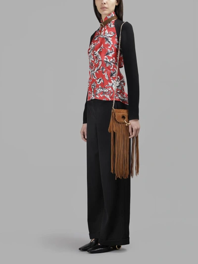 Shop Jw Anderson Women's Red Printed Blouse With Black Sleeves