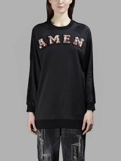 Shop Amen Women's Black Embroidered Logo Sweatshirt
