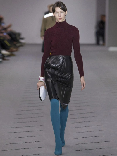Shop Balenciaga Women's Black Car Mat Design Skirt