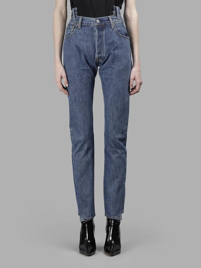 Shop Vetements Women's High Waist Reworked Denim Levi's In Blue