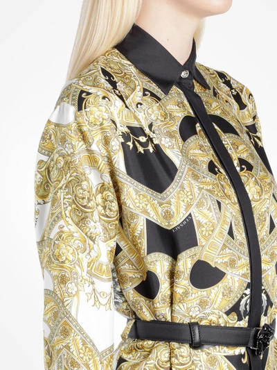 Shop Versace Women's Black And Gold Printed Shirt Dress