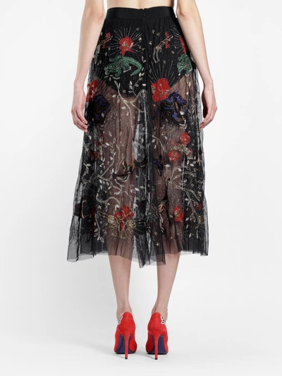 Shop Amen Women's Black Net Skirt With Embroidery Details