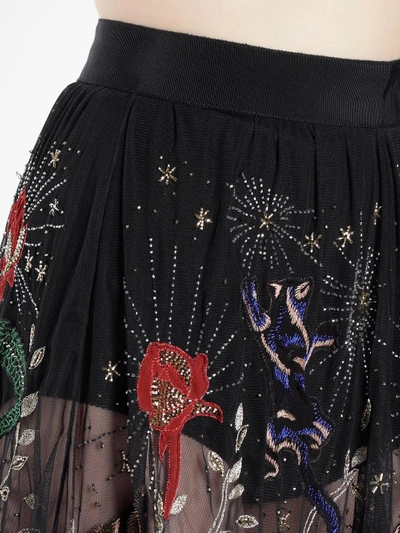 Shop Amen Women's Black Net Skirt With Embroidery Details
