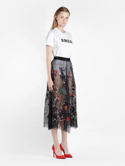 Shop Amen Women's Black Net Skirt With Embroidery Details