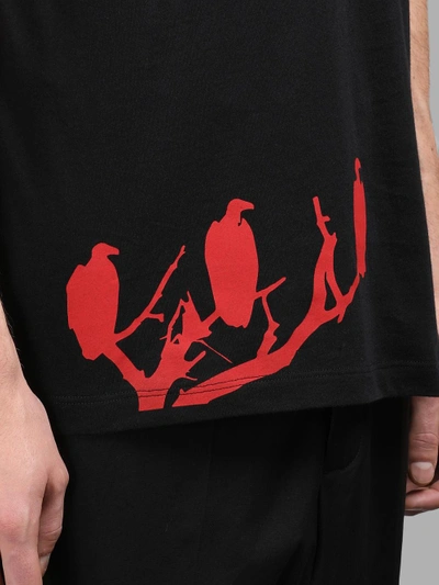Shop Raf Simons Men's Black T-shirt With Vultures