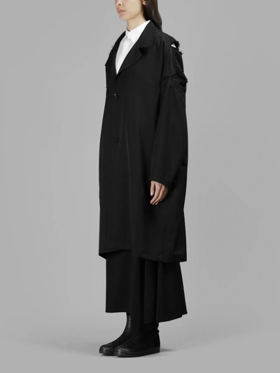 Shop Yohji Yamamoto Women's Cutout Shoulder Black Coat