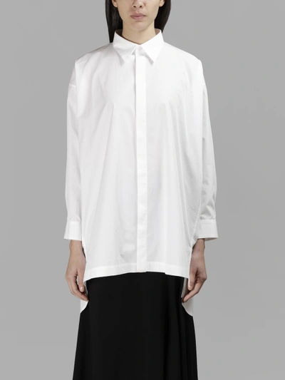 Shop Yohji Yamamoto Women's Fly Front Long White Shirt